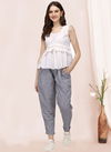 White MESMORA MF Trendy Look Khadi Cotton Western Top With Bottom Heavy Collection 1118